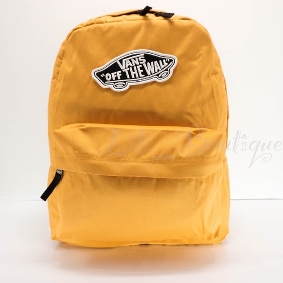 NWT Vans Realm Backpack School Bag Laptop VN0A3UI6LSV Mustard Yellow Black White